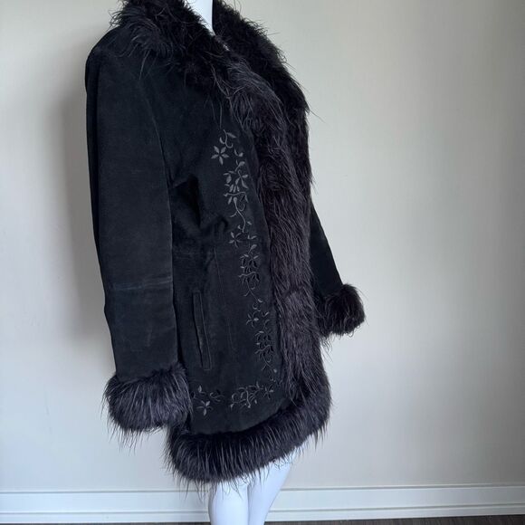 Y2K Penny Lane Black Suede Embroidered Jacket Size XL - Picture 3 of 7